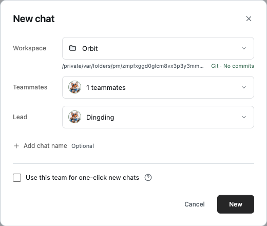 New conversation dialog