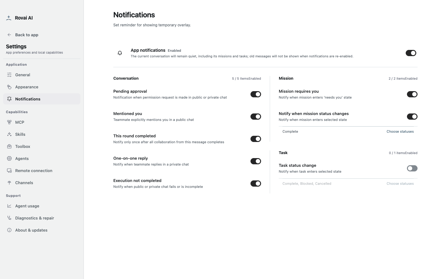 Notification categories