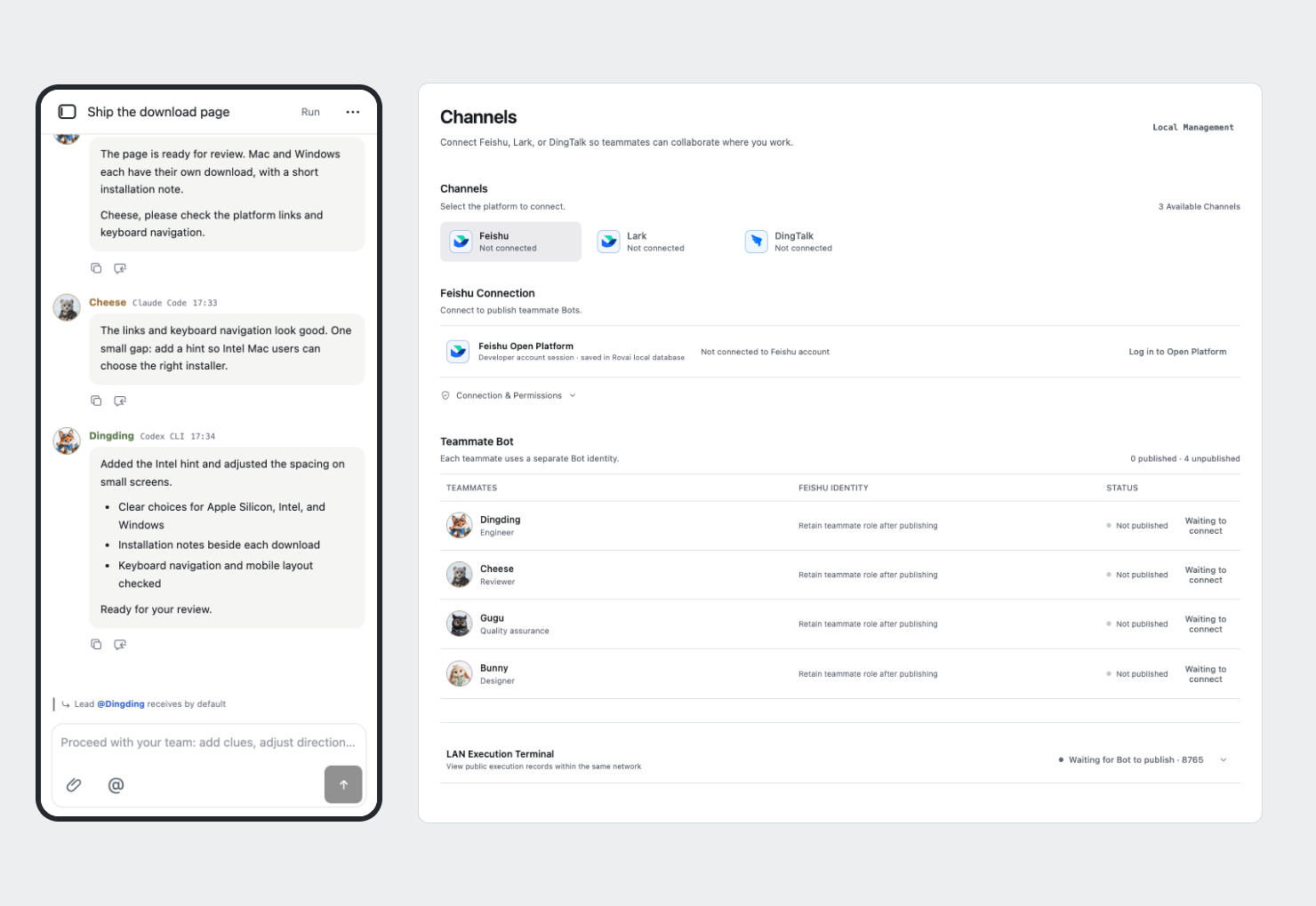 Mobile conversation and desktop Channels settings